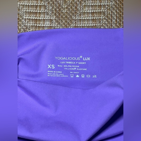 YOGALICIOUS® LUX Women's Workout Short Set: 7" Purple & Grey, Size XS,NWT - Picture 10 of 12